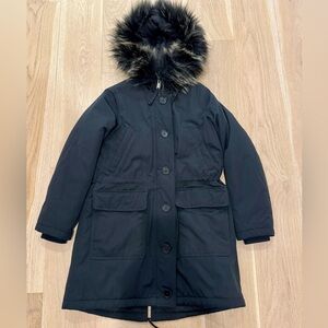 GAP Black Parka Puffer Coat with Fur Hood, PXS